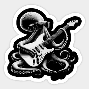 Guitar Cat Novelty Rock Music Band Concert Funny Cat Sticker